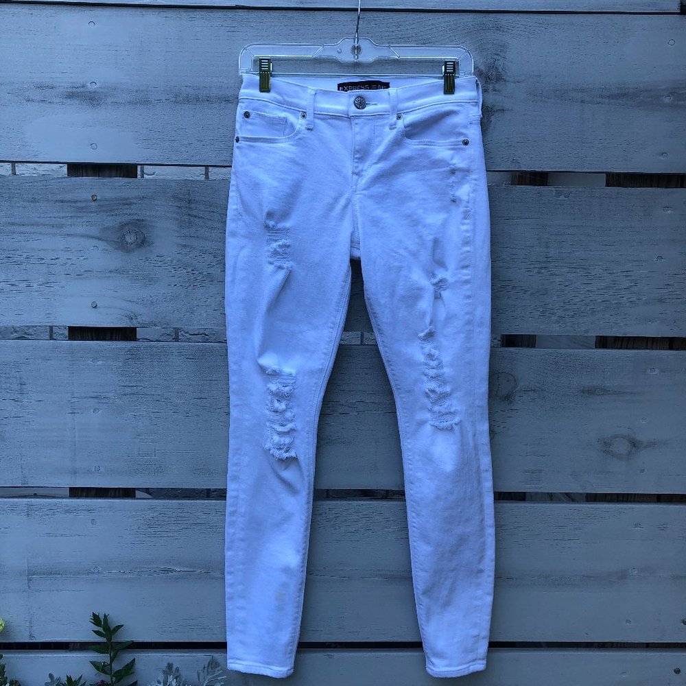 Express Distressed White Legging Jeans Y2K Timeless Classic Fairy Grunge Goth